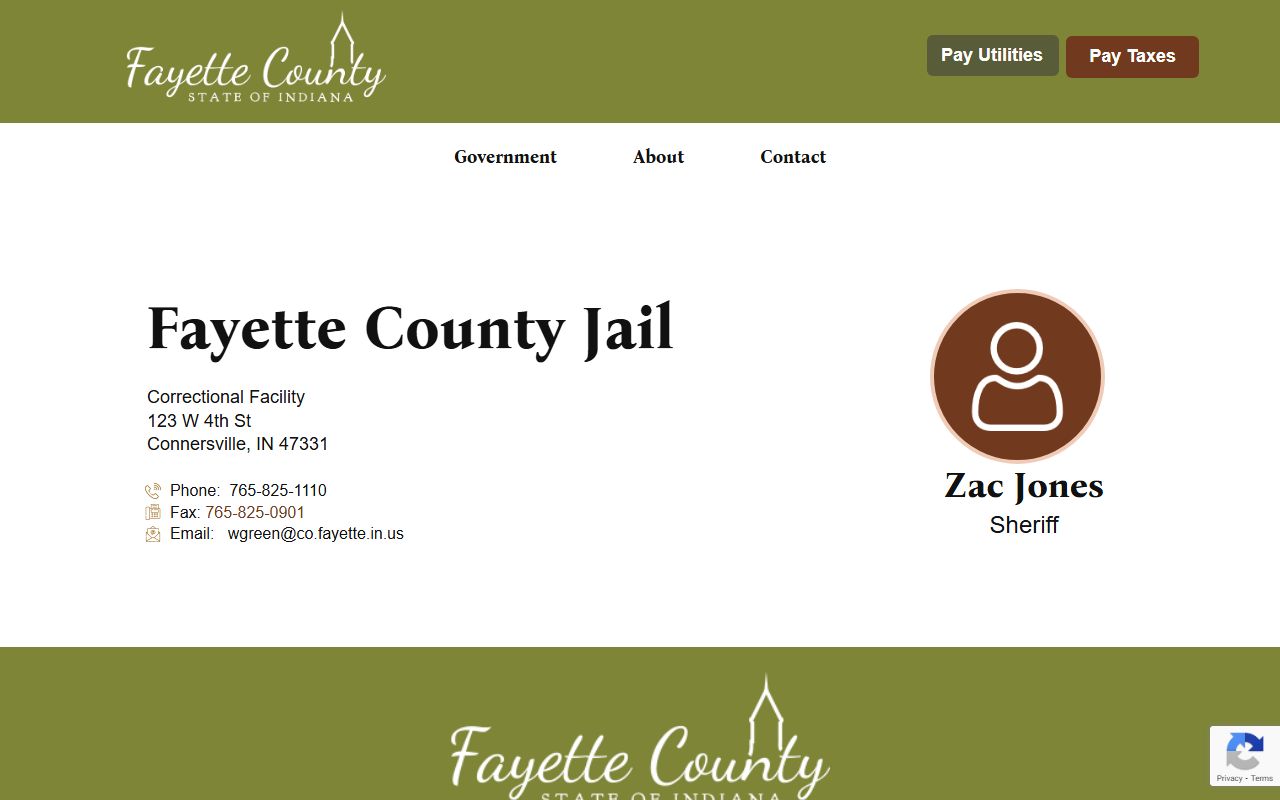 Fayette County jail roster search page