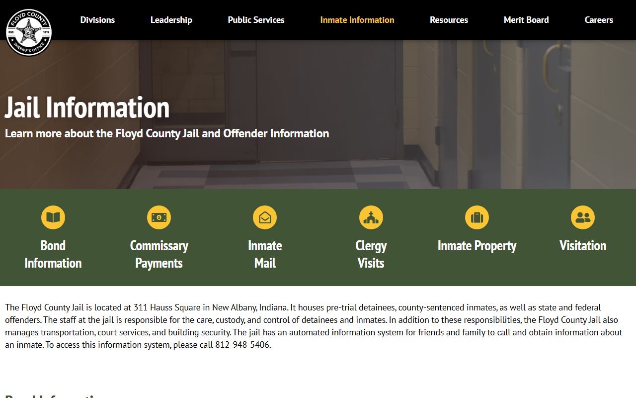 Floyd County jail roster search page