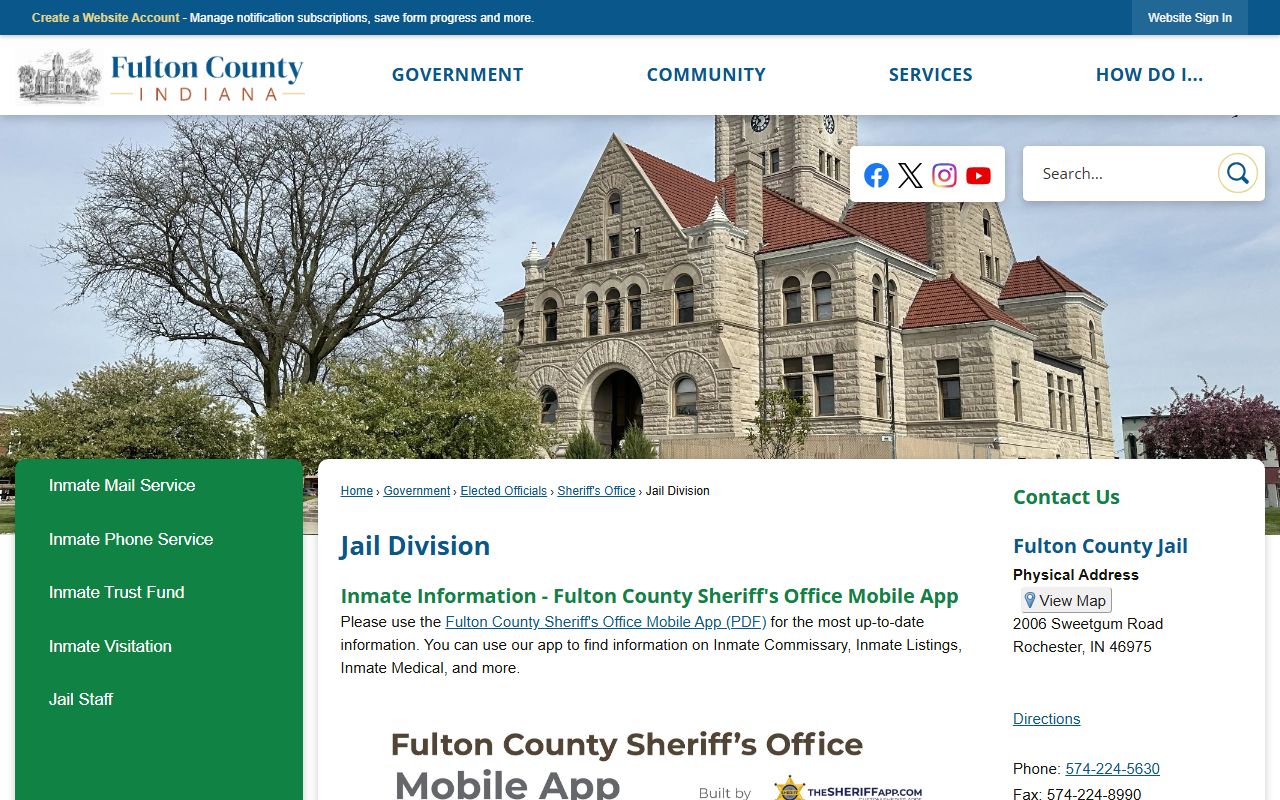 Fulton County jail roster search page