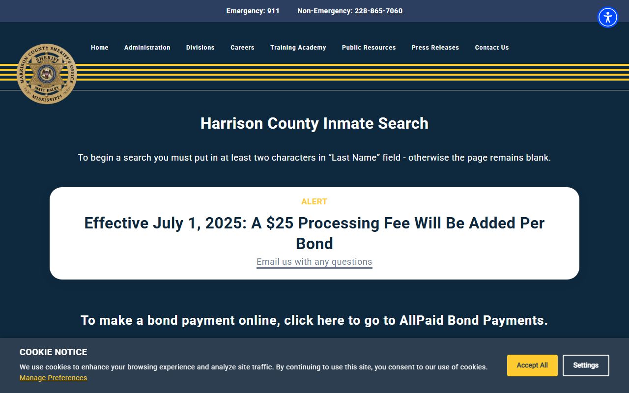Harrison County Correctional Facility jail roster search