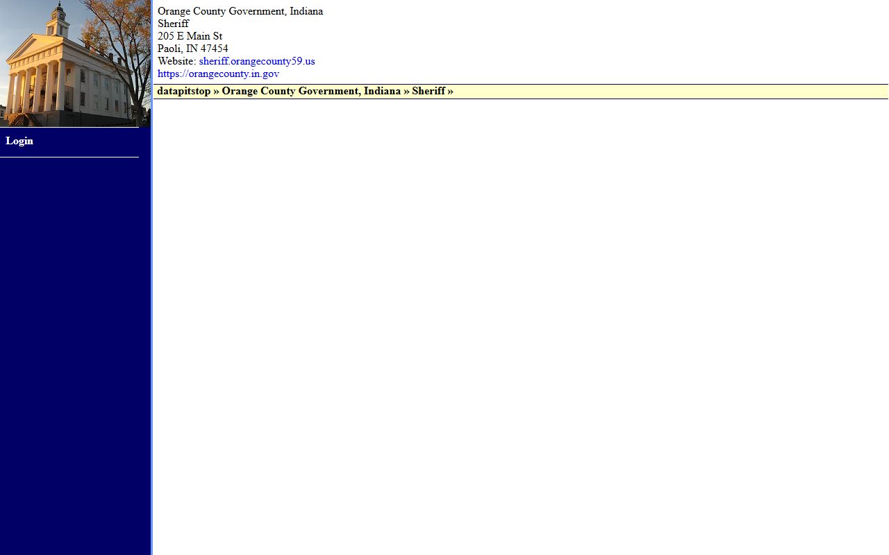 Orange County jail roster on the Orange County Sheriff's Department website showing current inmates in Paoli Indiana