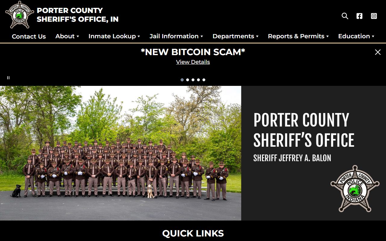 Porter County jail roster search