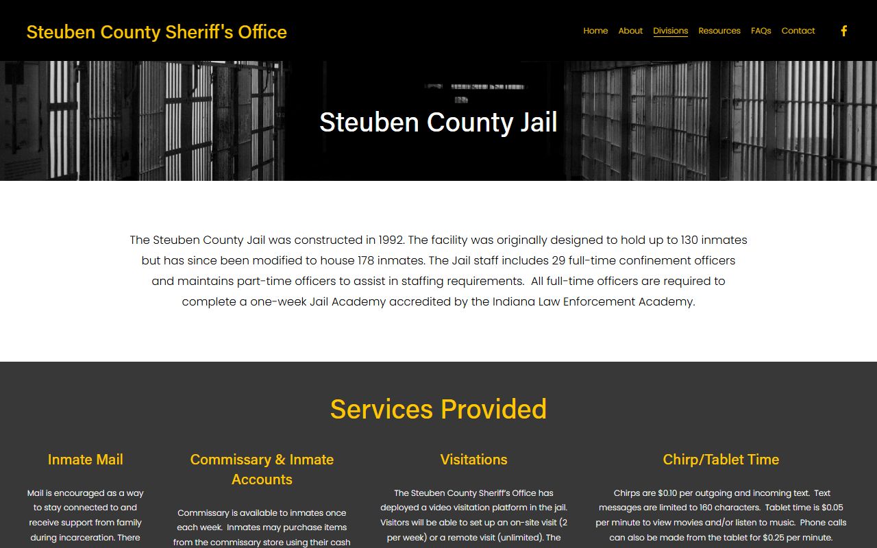 Steuben County jail roster on the Steuben County Sheriff's Office website