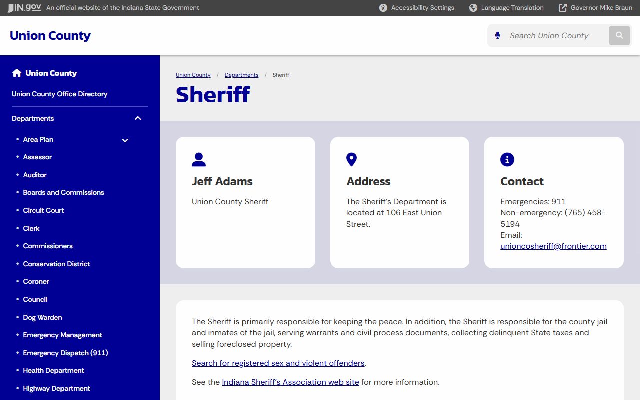 Union County Sheriff's Office and Union County Jail Roster